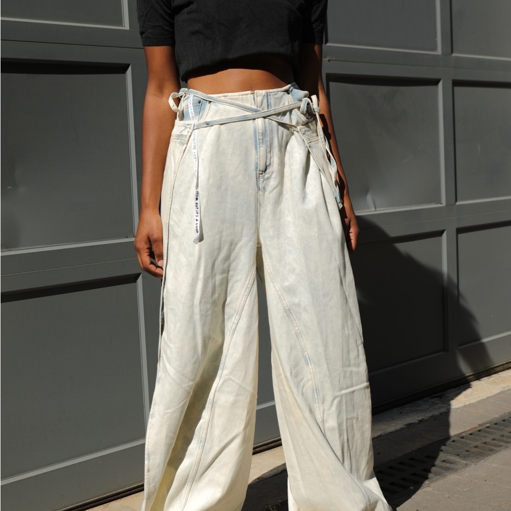 Stylish Light Blue Wide-Leg Pants